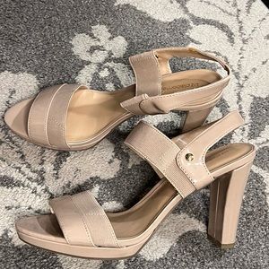 Nude Patent Vegan Leather Platform Sandals